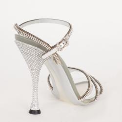 Pre Owned Dolce & Gabbana Grey Leather Keira Metallic Sandals Size EU 38