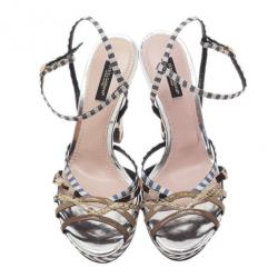 مملوكة مسبقًا صندل دولتشي أند غابانا بسيور و نعل سميك مقاس 38