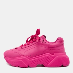 Pre Owned Dolce & Gabbana Pink Leather Daymaster Sneakers Size 36