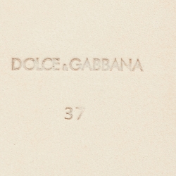 Pre Owned Dolce & Gabbana Orange Leather DG Cut Out Logo Flat Slides Size 37