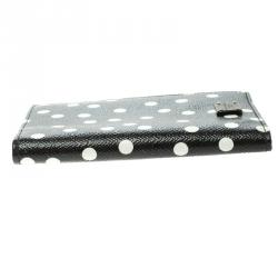 مملوكة مسبقًا Dolce and Gabbana Black Polka Dot Leather Passport Holder 