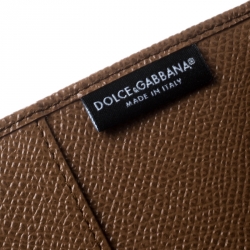 Pre Owned Dolce & Gabbana Brown Leather Passport Holder