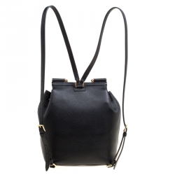 Dolce and Gabbana Black Leather Sicily Backpack