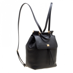 Dolce and Gabbana Black Leather Sicily Backpack