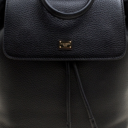 Dolce and Gabbana Black Leather Sicily Backpack
