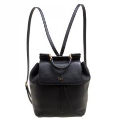 Dolce and Gabbana Black Leather Sicily Backpack