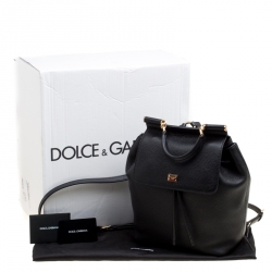 Dolce and Gabbana Black Leather Sicily Backpack