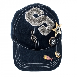 Pre Owned قبعة بيسبول دولتشي أند غابانا مزخرفة دنيم انديغو مقاس 59