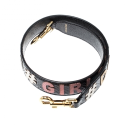 Pre Owned Dolce and Gabbana Black Python and Leather DG Millenials Embellished Bag Strap