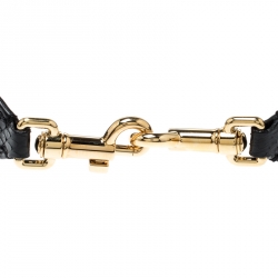Pre Owned Dolce and Gabbana Black Python and Leather DG Millenials Embellished Bag Strap