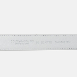 Pre Owned Dolce & Gabbana White Leather DG Logo Slim Belt 80CM