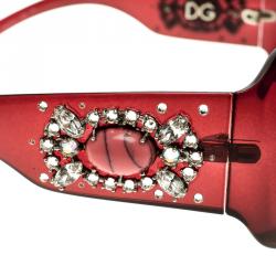 مملوكة مسبقًا نظارة شمسية دولتشي أند غابانا مربعة مزخرفة DG 6053-G بنية