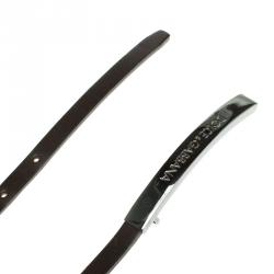 مملوكة مسبقًا Dolce and Gabbana Dark Brown Leather Skinny Buckle Belt 85cm 