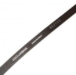 مملوكة مسبقًا Dolce and Gabbana Dark Brown Leather Skinny Buckle Belt 85cm 