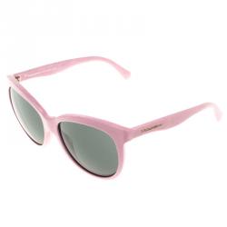 مملوكة مسبقًا Dolce and Gabbana Black Pink Matt Silk Powder DG4149 Round Sunglasses
