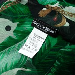 مملوكة مسبقًا وشاح دولتشي أند غابانا شيفون حرير مجعد طباعة أوراق موز