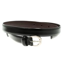 Pre Owned Dolce and Gabbana Black Leather Skinny Belt 80cm