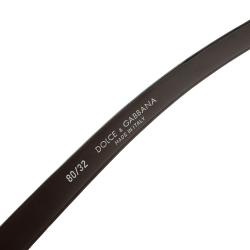 Pre Owned Dolce and Gabbana Black Leather Skinny Belt 80cm