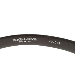 Pre Owned حزام دولتشي أند غابانا جلد لامع أسود لامع بشعار DG مقاس 75 سم