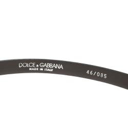 Pre Owned Dolce and Gabbana Black Glossy Leather Skinny DG Logo Belt 85cm