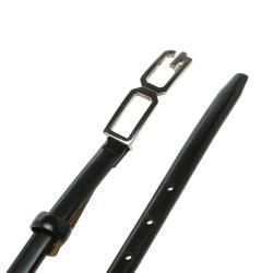 Pre Owned Dolce and Gabbana Black Glossy Leather Skinny DG Logo Belt 85cm