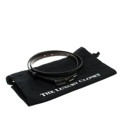 Pre Owned Dolce and Gabbana Black Glossy Leather Skinny DG Logo Belt 85cm