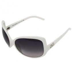 Pre Owned Dolce and Gabbana White Oversized Square Sunglasses
