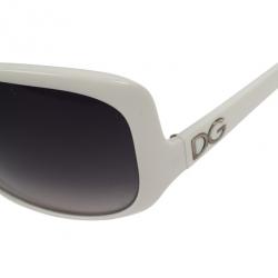 Pre Owned Dolce and Gabbana White Oversized Square Sunglasses