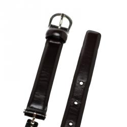 Pre Owned حزام دولتشي آند غابانا جلد أسود رفيع 110 سم