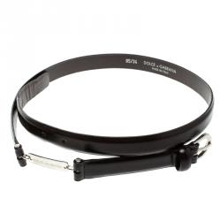 Pre Owned حزام دولتشي آند غابانا جلد أسود رفيع 110 سم