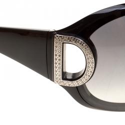 Pre Owned نظارة شمسية دولتشي اند غابانا شيلد DG6024-B مرصعة كريستال أسود 