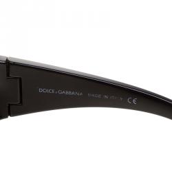 Pre Owned نظارة شمسية دولتشي اند غابانا شيلد DG6024-B مرصعة كريستال أسود 