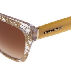 مملوكة مسبقًا Dolce and Gabbana Gold Lace Cat Eye Sunglasses