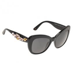 Pre Owned نظارة شمسية دولتشي أند غابانا أسود لوزي أزهار عين قطة 