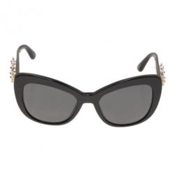 Dolce and Gabbana Black Almond Flowers Cat Eye Sunglasses