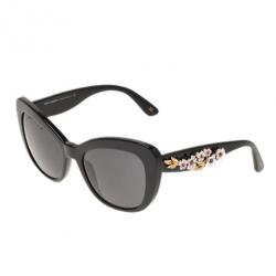 Pre Owned نظارة شمسية دولتشي أند غابانا أسود لوزي أزهار عين قطة 