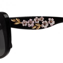 Pre Owned نظارة شمسية دولتشي أند غابانا أسود لوزي أزهار عين قطة 