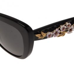 Dolce and Gabbana Black Almond Flowers Cat Eye Sunglasses