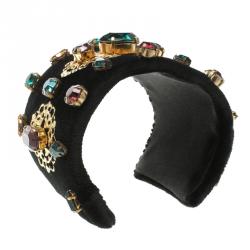 مملوكة مسبقًا سوار دولتشي اند غابانا مرصع كريستال قطيفة أسود