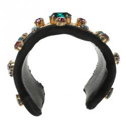 مملوكة مسبقًا سوار دولتشي اند غابانا مرصع كريستال قطيفة أسود