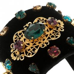 مملوكة مسبقًا سوار دولتشي اند غابانا مرصع كريستال قطيفة أسود