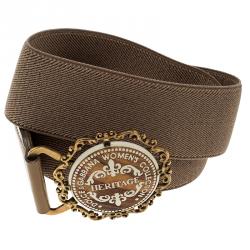 Pre Owned حزام دولتشي اند غابانا هيريتاج كانفاس بيج داكن مطاطي 75 سم