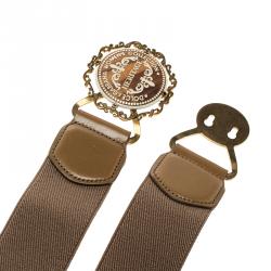 Pre Owned حزام دولتشي اند غابانا هيريتاج كانفاس بيج داكن مطاطي 75 سم