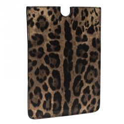 مملوكة مسبقًا حافظة أيباد ميني دولتشي أند غابانا جلد طباعة فهد بنية