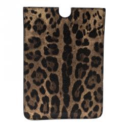 مملوكة مسبقًا حافظة أيباد ميني دولتشي أند غابانا جلد طباعة فهد بنية