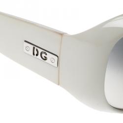 Pre Owned نظارة شمسية دولتشي أند غابانا كبيرة DG6041 متدرجة رمادية/ بيضاء