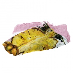 Pre Owned Dolce and Gabbana Multicolor Polka Dotted Pineapple Print Fringed Edge Scarf