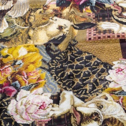 Pre Owned وشاح دولتشي اند غابانا تطريز حيوانات متقاطعة متعدد الألوان مربع