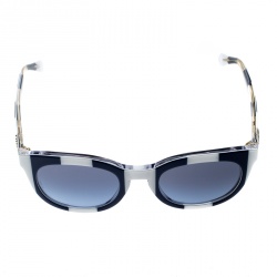 Pre Owned Dolce and Gabbana Blue and White Striped DG4249 Wayfarer Sunglasses