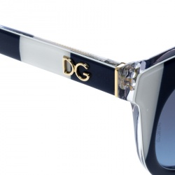 Pre Owned Dolce and Gabbana Blue and White Striped DG4249 Wayfarer Sunglasses